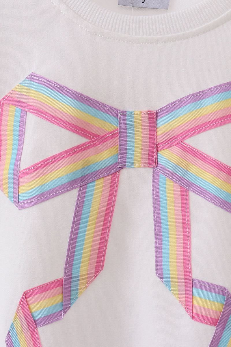 Cream Hand-sewn Bow Mom&me Sweatshirt