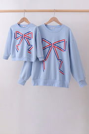 Blue Hand-sewn Bow Mom&me Sweatshirt