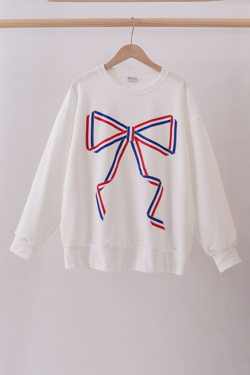 Cream Hand-sewn Bow Mom&me Sweatshirt