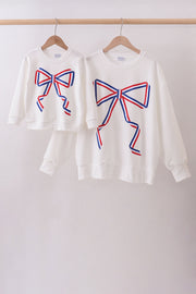 Cream Hand-sewn Bow Mom&me Sweatshirt