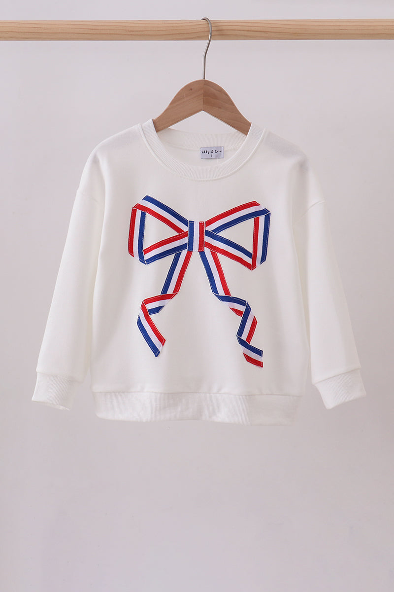 Cream Hand-sewn Bow Mom&me Sweatshirt