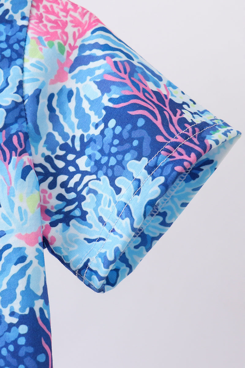 Blue Marine Creature Print Top