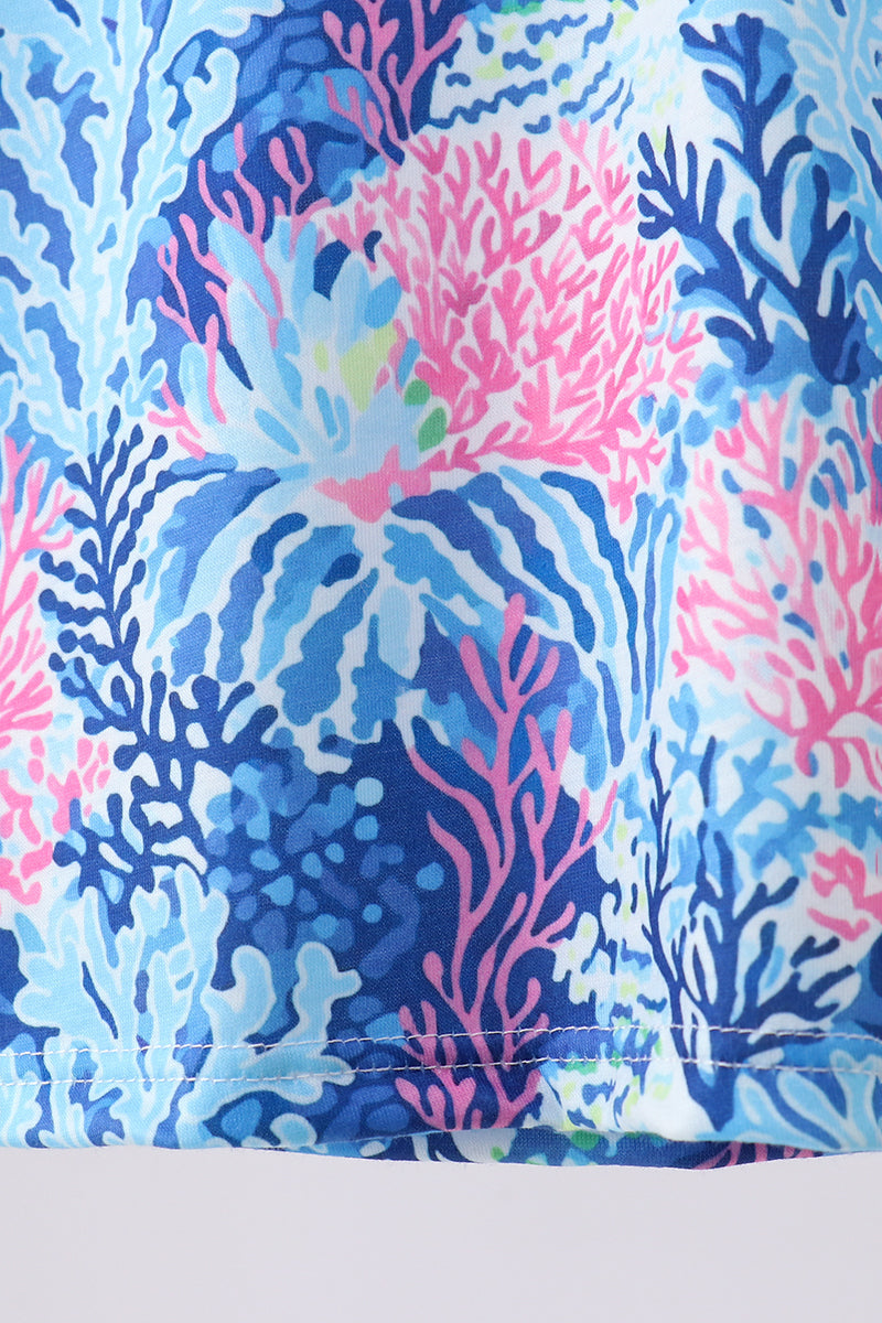 Blue Marine Creature Print Top