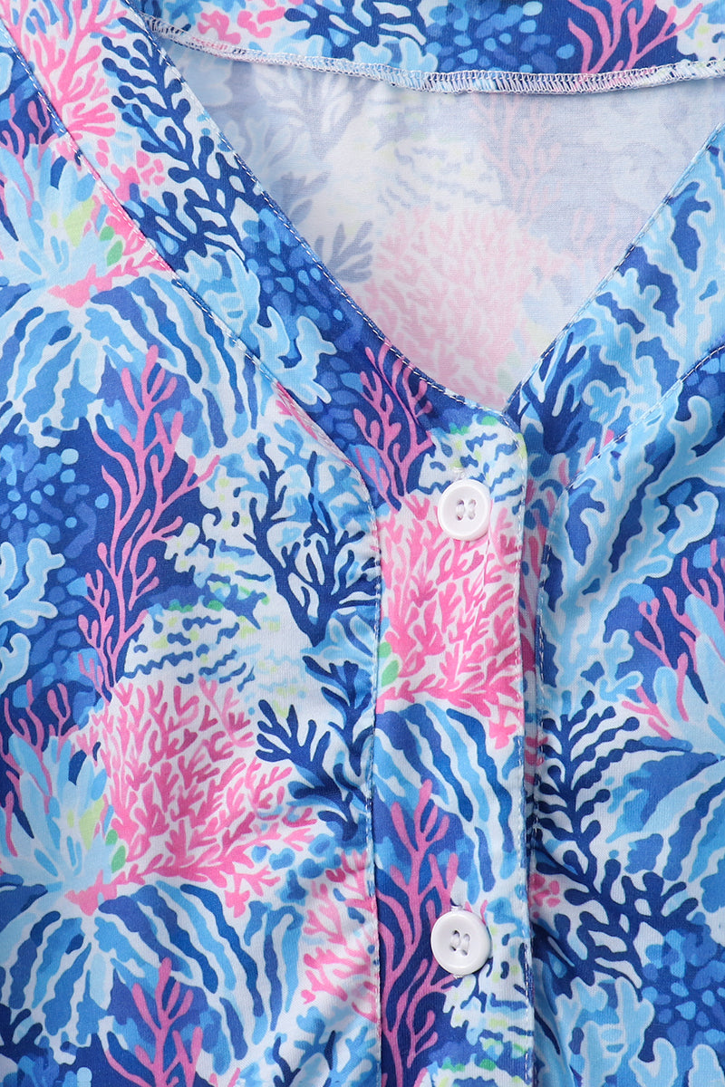 Blue Marine Creature Print Dress