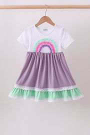Purple Lace Rainbow Ruffle Dress