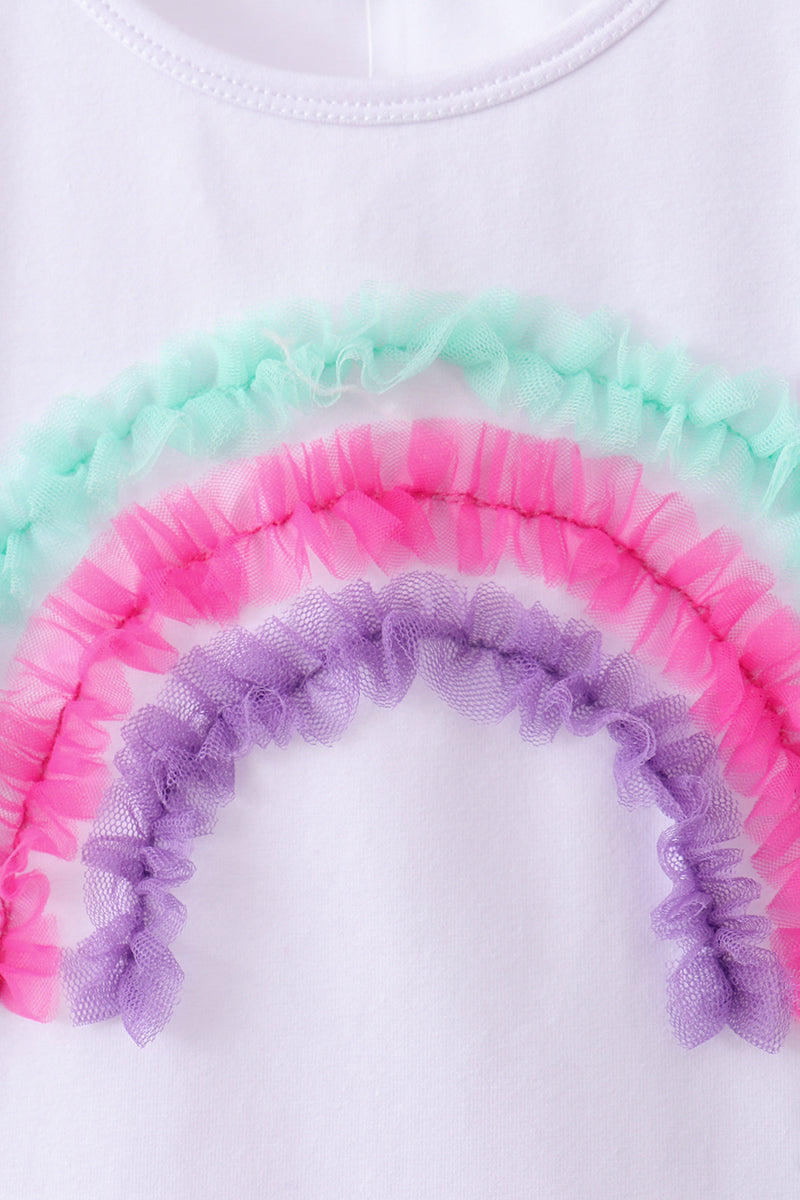 Purple Lace Rainbow Ruffle Skorts Set