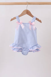 Blue Stripe One-piece Seersucker Swimsuit