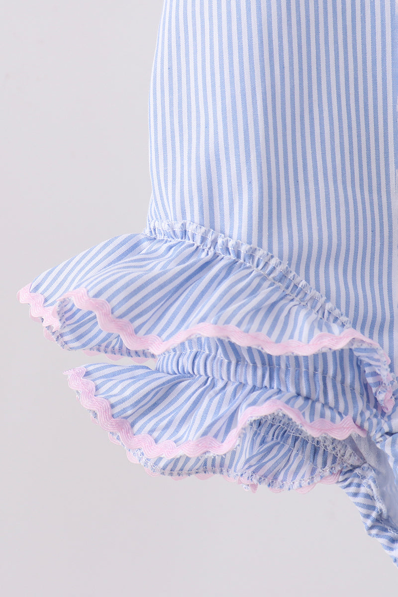 Blue Stripe One-piece Seersucker Swimsuit