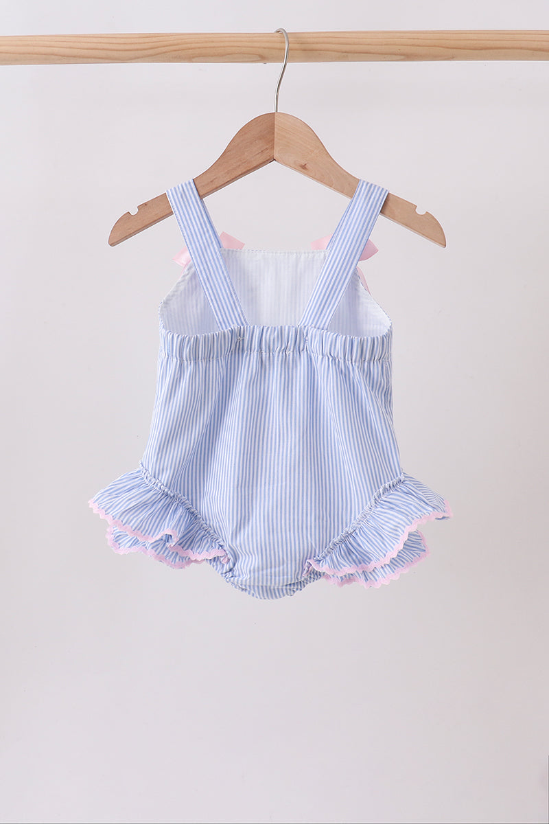 Blue Stripe One-piece Seersucker Swimsuit