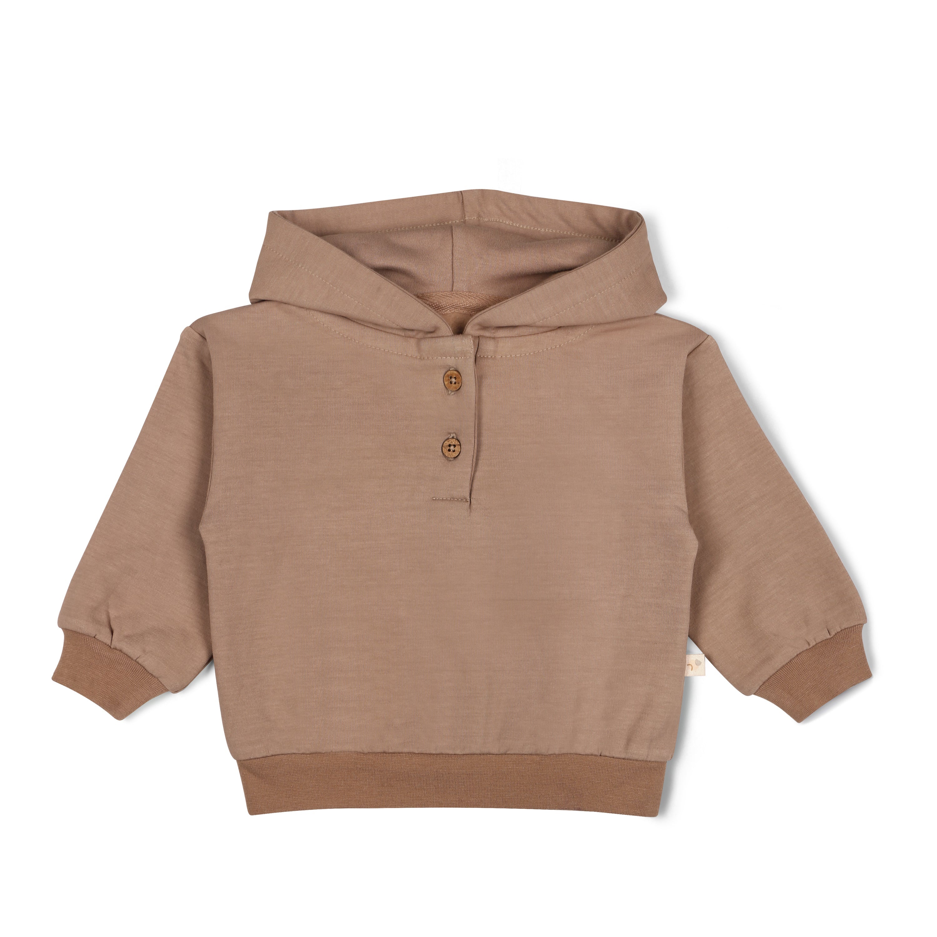 Organic Fleece Henley Hoodie - Taupe