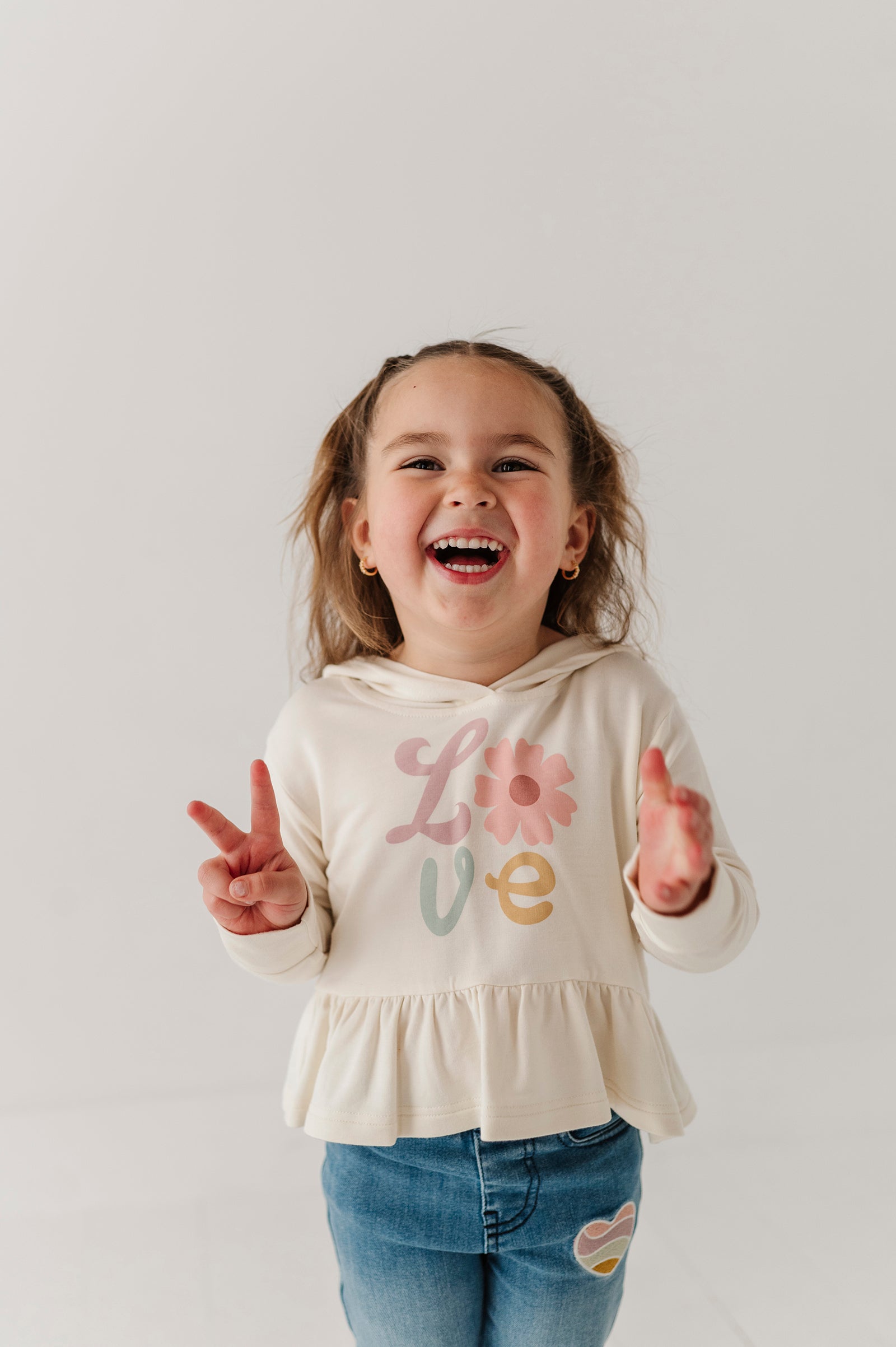 Girls Peplum Hoodie In Daisy Love