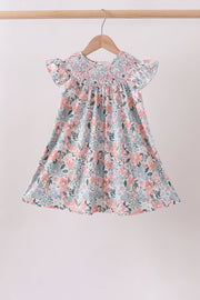 Pink Floral Smocked Dress