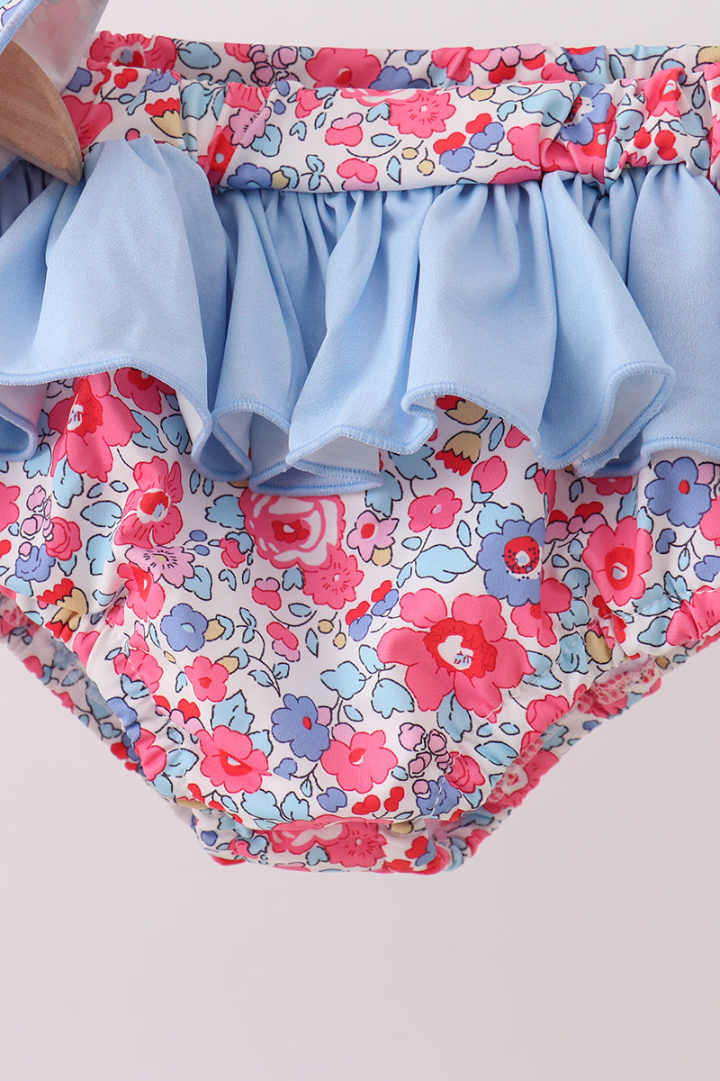 Pink Floral Upf Swim Set