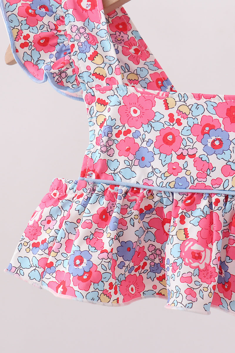 Pink Floral Upf Swim Set