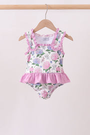 Purple Hydrangea Upf Swim One-piece
