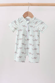 Green Stripe Shark Upf Swim One-piece