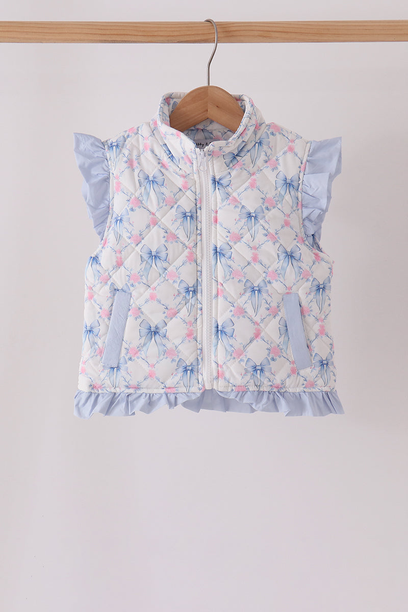 Sky Floral Bow Ruffle Vest