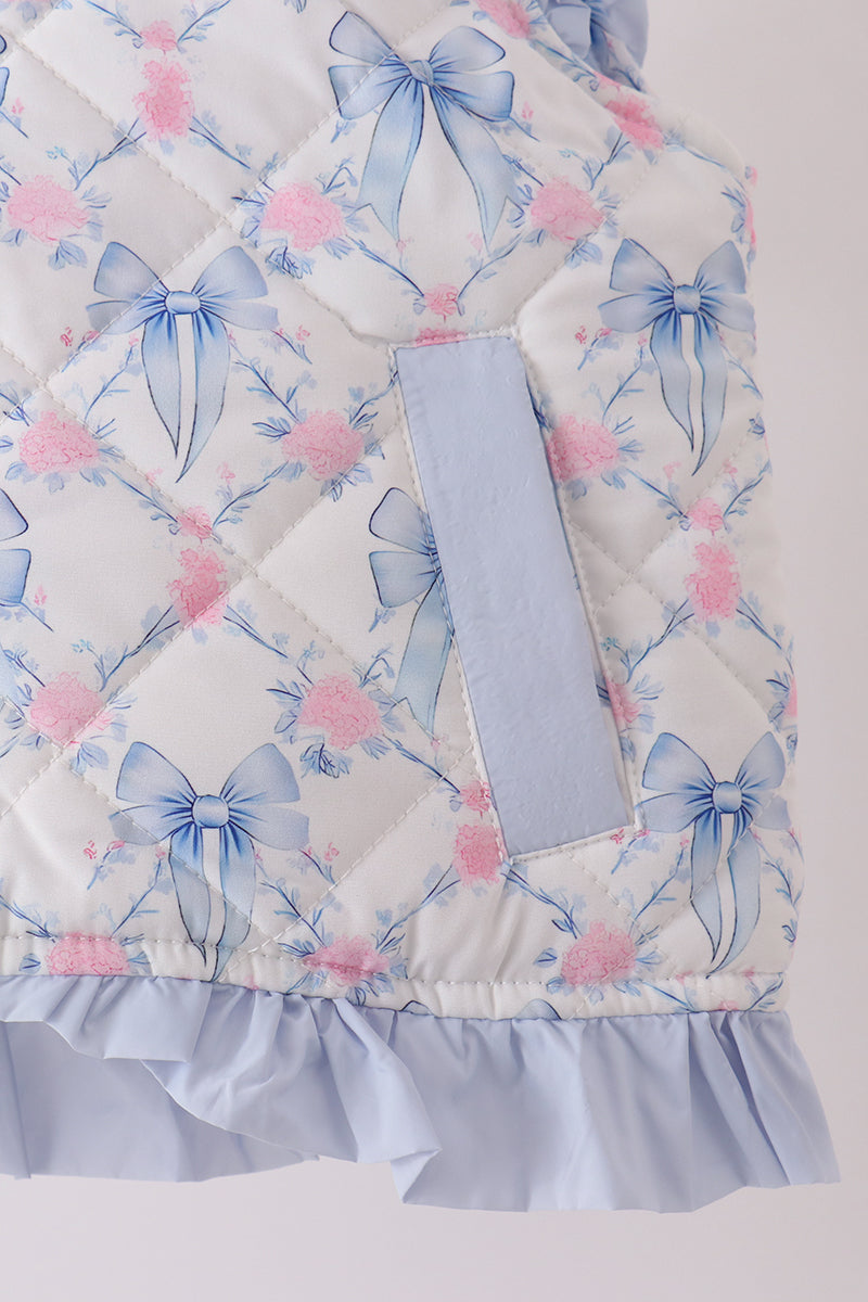 Sky Floral Bow Ruffle Vest