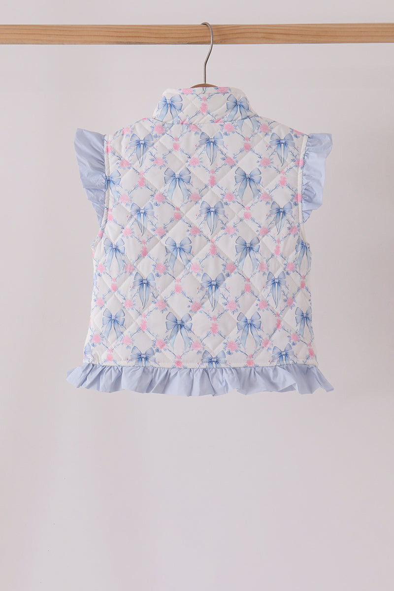 Sky Floral Bow Ruffle Vest