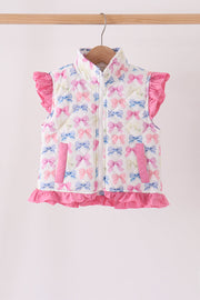 Hot Pink Bow Ruffle Vest
