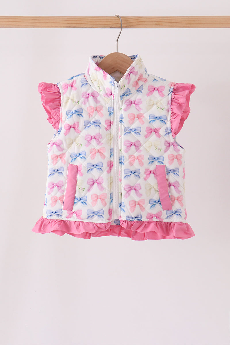 Hot Pink Bow Ruffle Vest