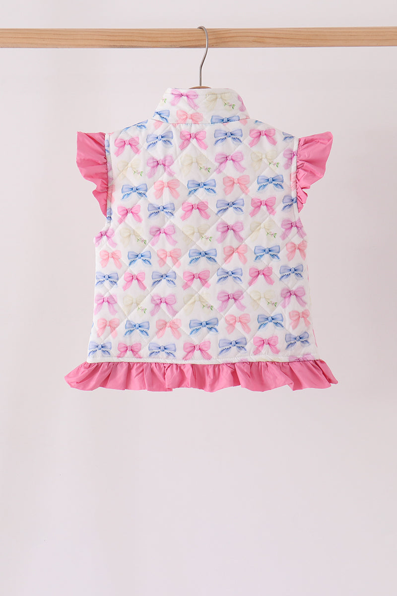 Hot Pink Bow Ruffle Vest