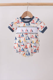 Blue Sailboat Smocked Bubble