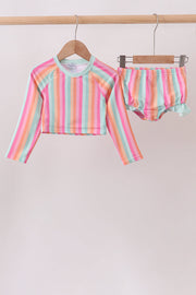Rainbow Stripe Upf Rashguard Set