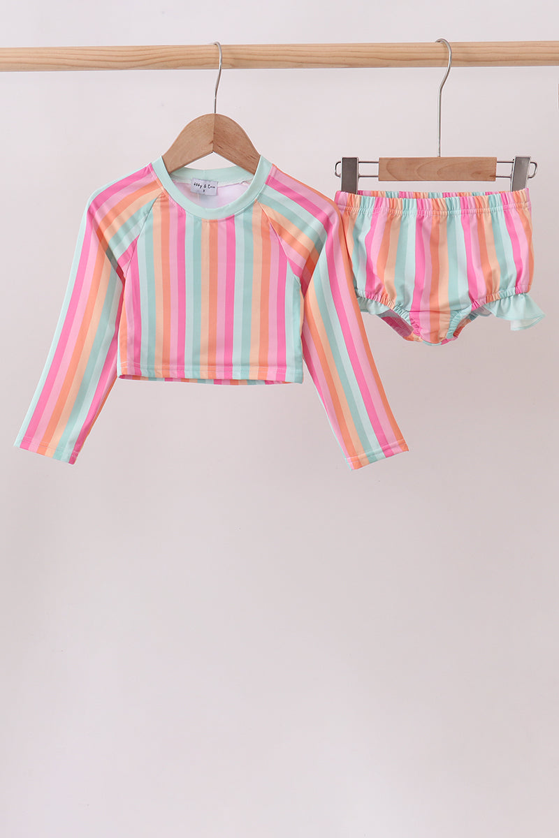 Rainbow Stripe Upf Rashguard Set