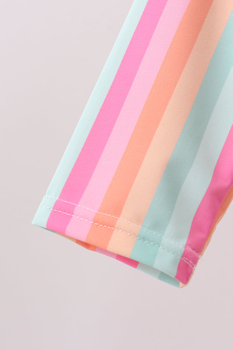 Rainbow Stripe Upf Rashguard Set