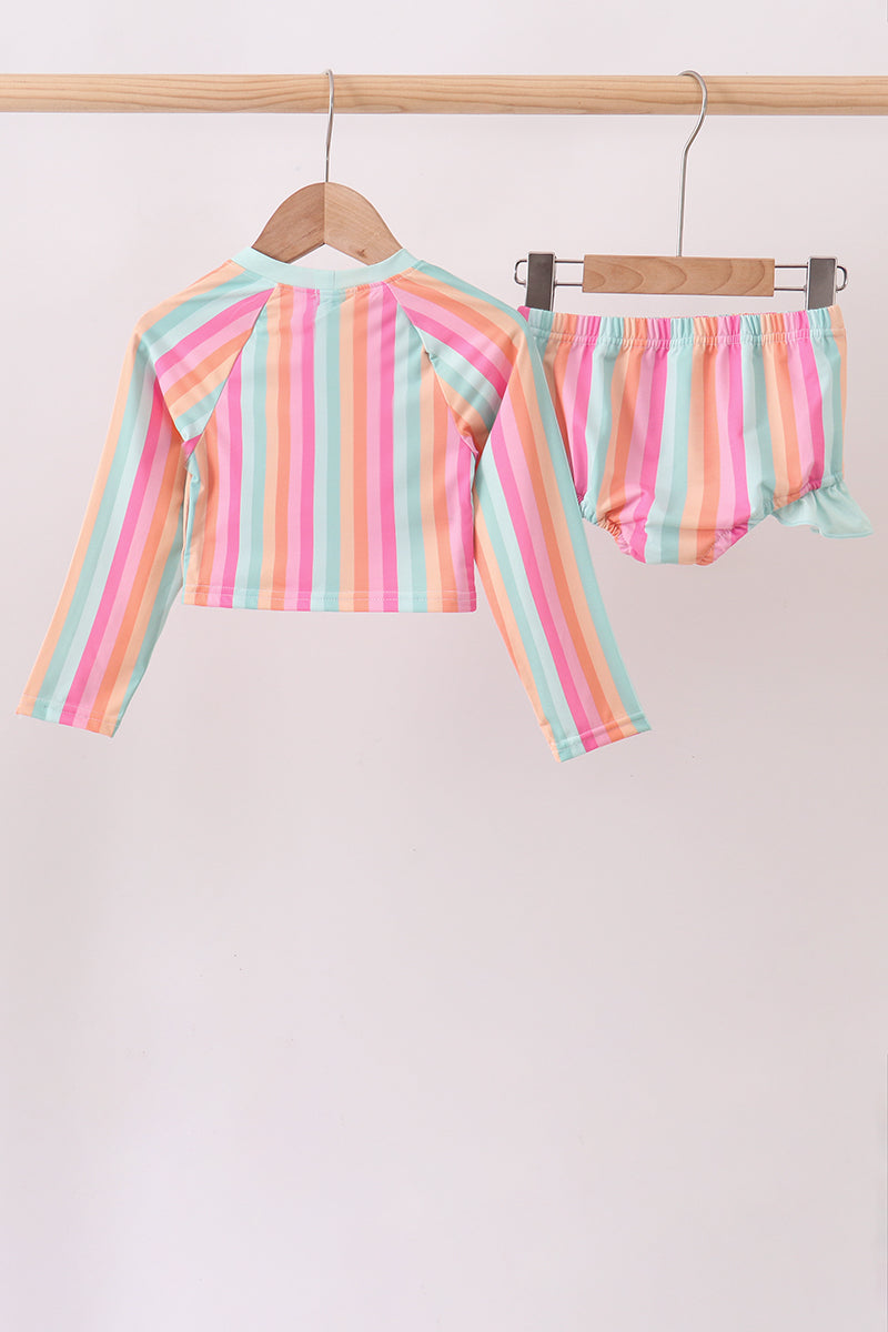 Rainbow Stripe Upf Rashguard Set