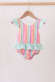 Rainbow Stripe Upf Swim One-piece