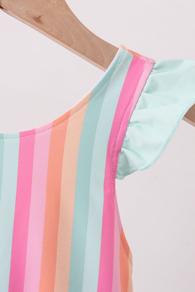Rainbow Stripe Upf Swim One-piece