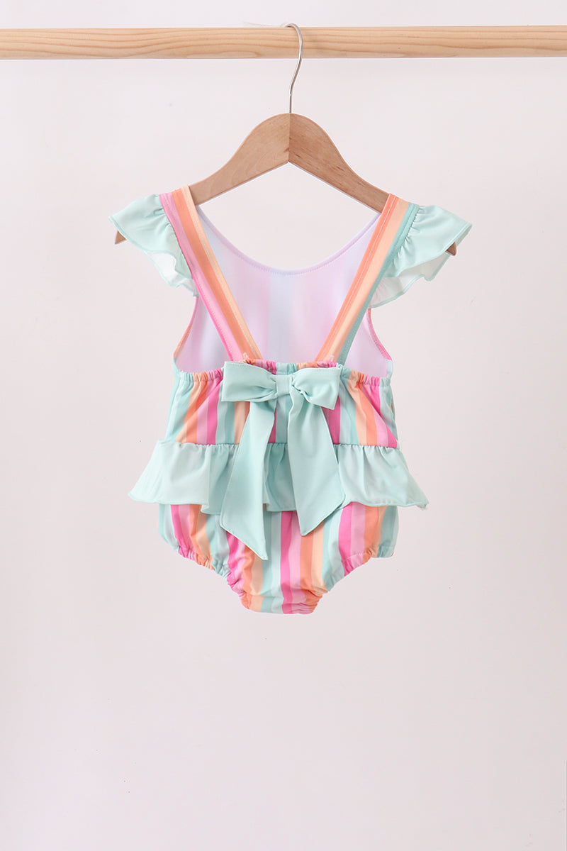 Rainbow Stripe Upf Swim One-piece