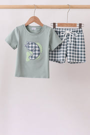 Green Fish Applique Shorts Set