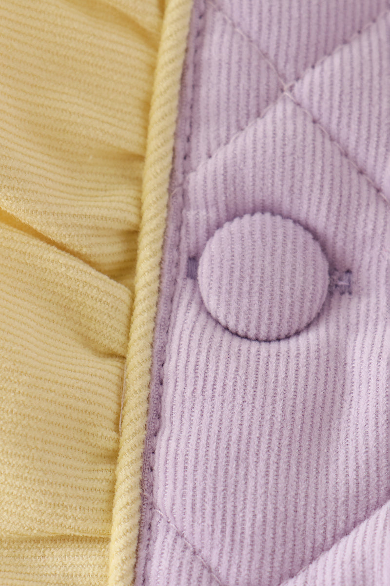 Purple Corduroy Bow Embroidery Ruffle Jacket