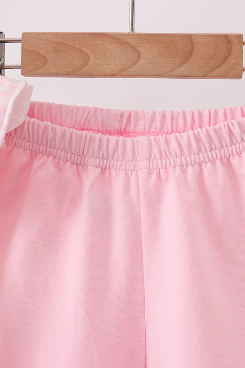 Pink Jack-o-lantern  Applique Ruffle Shorts Set