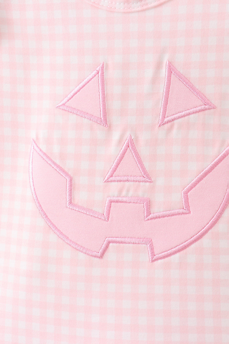 Pink Jack-o-lantern  Applique Ruffle Bloomer Set