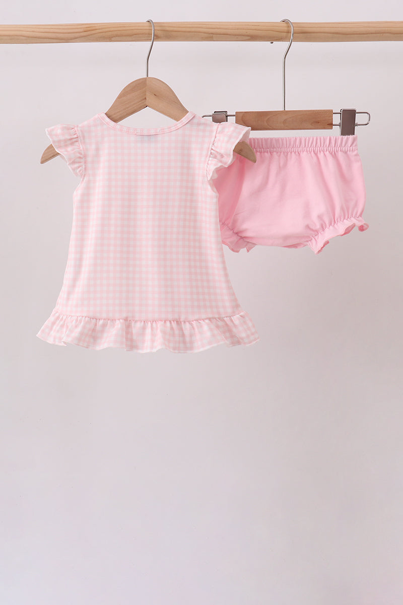 Pink Jack-o-lantern  Applique Ruffle Bloomer Set