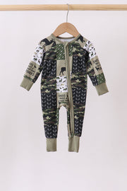 Camo Deer Bamboo Zip Romper
