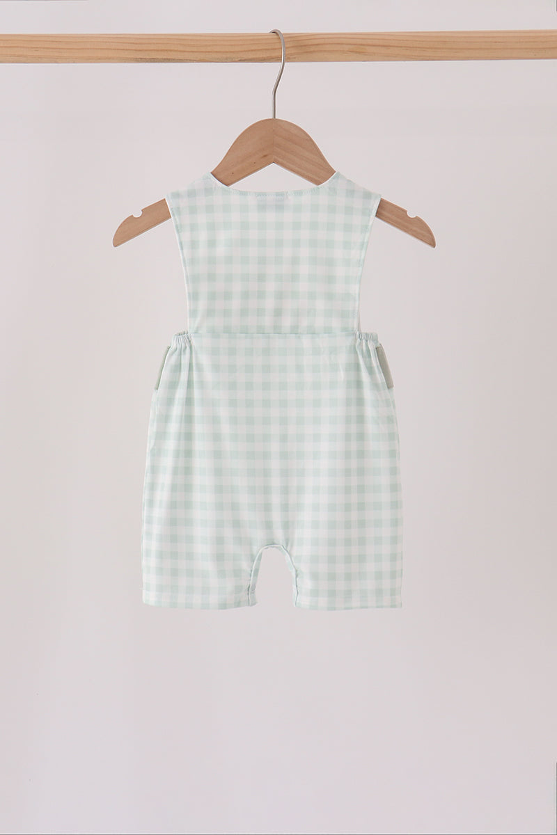 Sage Pumpkin Embroidery Gingham Jon Jon