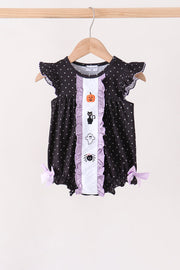 Black Ghost Spider Embroidery Ruffle Bubble