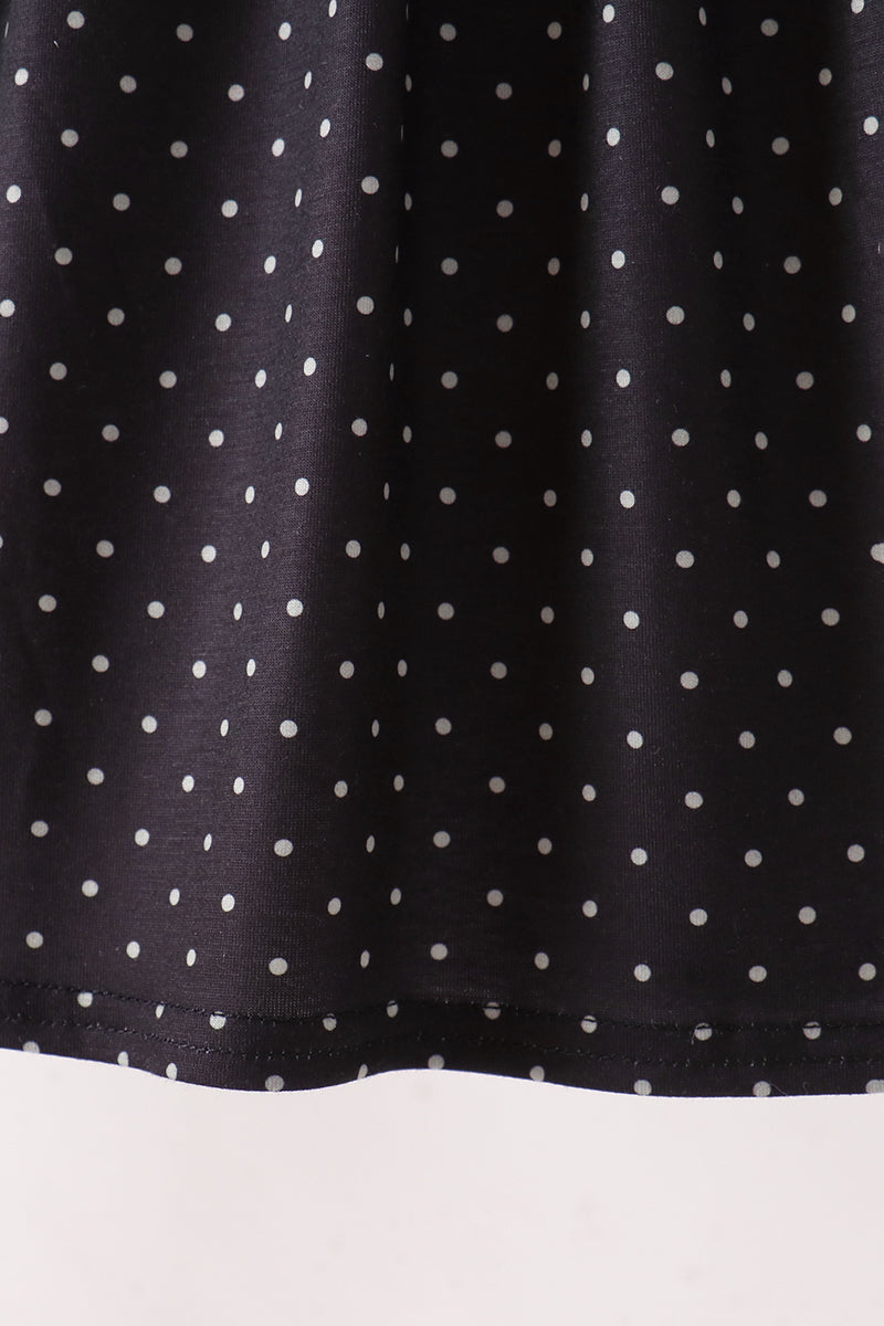 Black Ghost Spider Embroidery Ruffle Dress