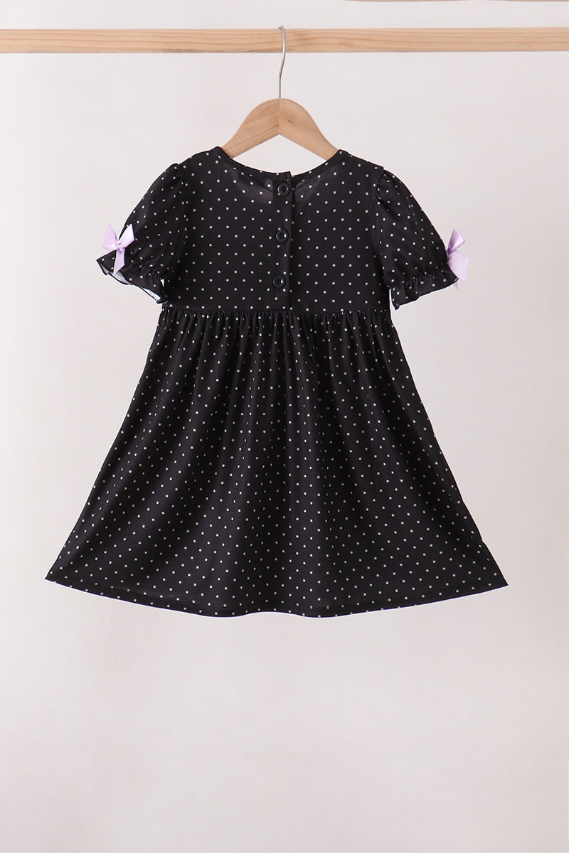 Black Ghost Spider Embroidery Ruffle Dress