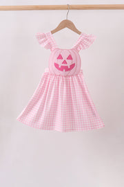 Pink Jack-o-lantern  Applique Ruffle Dress