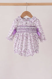 Purple Floral Smocked Bow Bubble