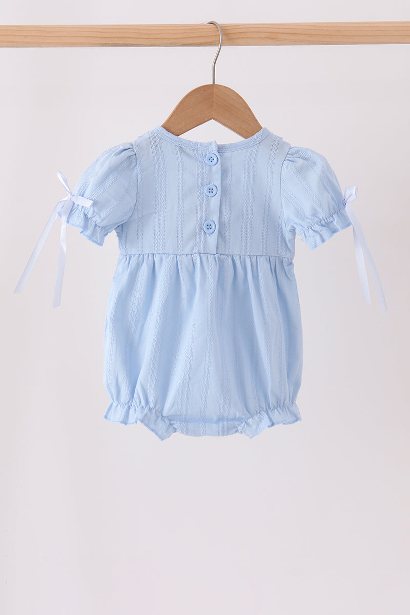 Blue Floral Smocked Lace Bubble