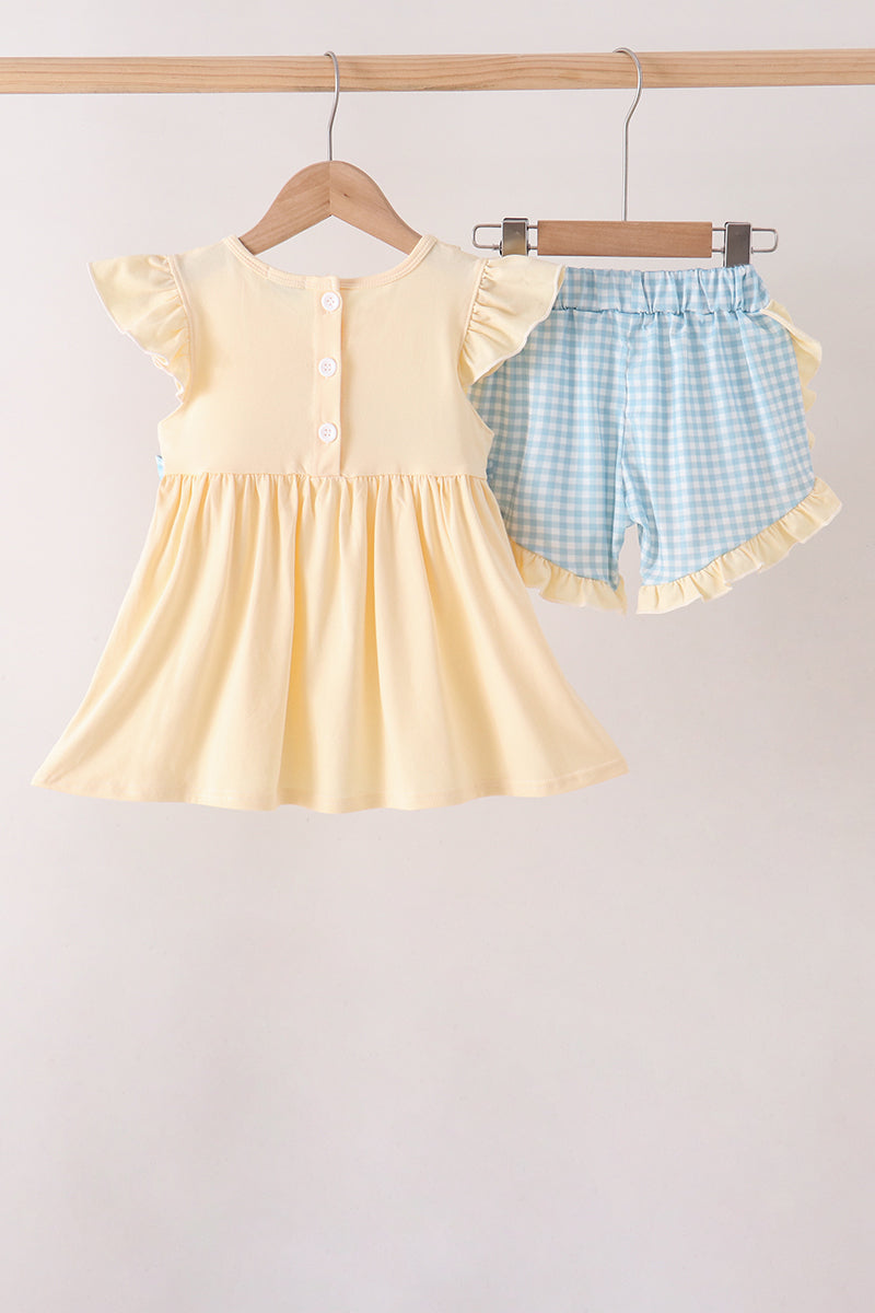 Hallo Fall Y'all Pumpkin Ruffle Shorts Set