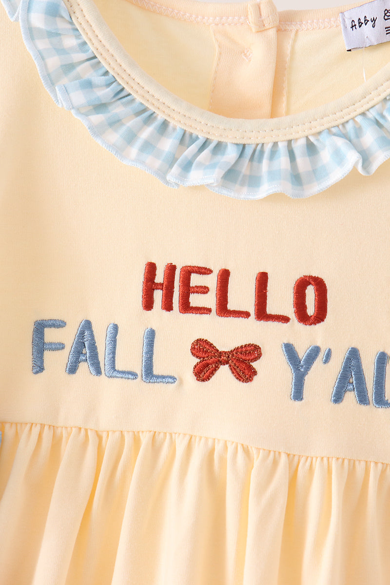 Hallo Fall Y'all Pumpkin Ruffle Dress
