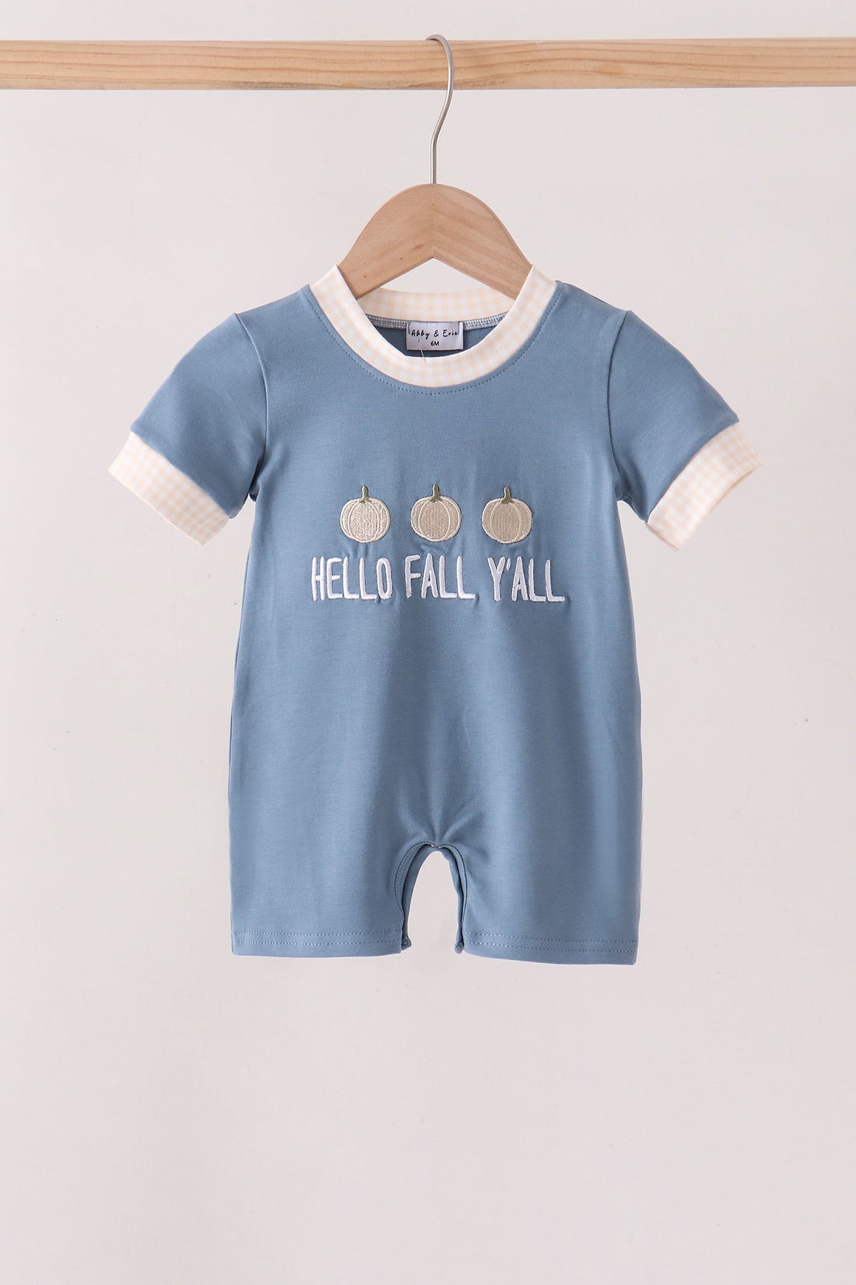 Blue Hallo Fall Y'all Pumpkin Romper